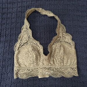 Aerie Lace Halter Bralette - Green